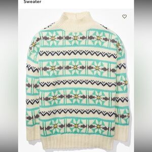 American Eagle Fair Isle Nordic Holiday Christmas Winter Oversized Cozy Sweater